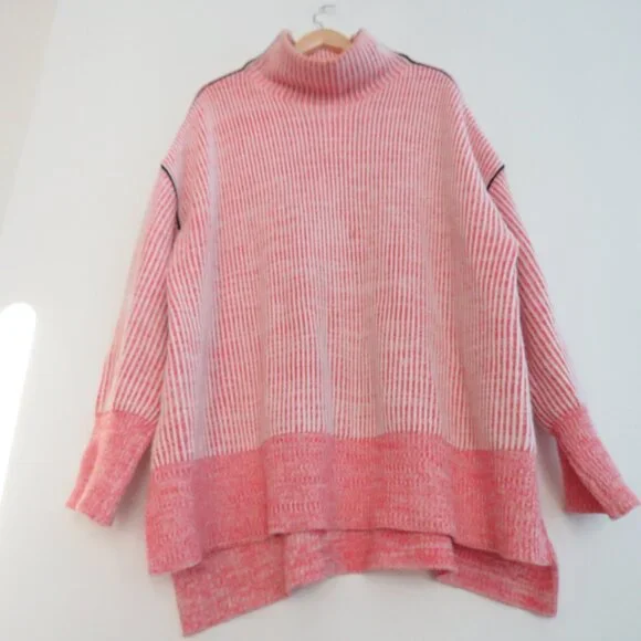 SOFT SURROUNDINGS Ribbed Funnel Neck Oversized Drop Shoulder Sweater - Size 2X - Picture 11 of 15